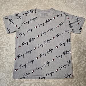 Tommy Hilfiger Youth Grey Short-Sleeve Vertical Script Logo Tee XL 20